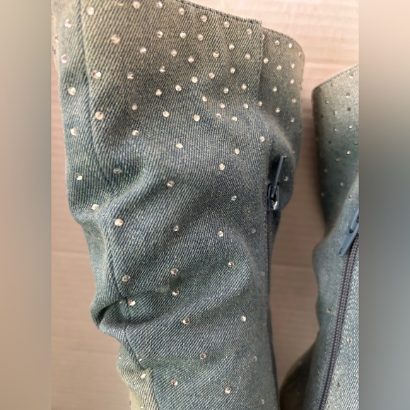Thalia Sodi Elegant Gradient Denim Rhinestone Women's Boots Size 9 NWOT - Picture 4 of 16